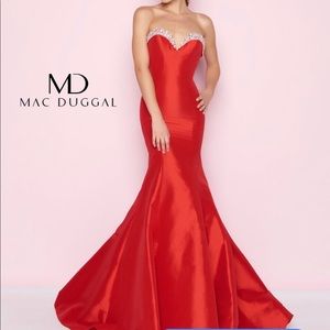 Red Mac Duggal Dress prom pageant